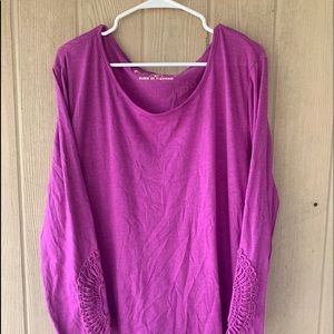 Bit & Bridle Purple Lace Sleeve Long Sleeve Sz XL